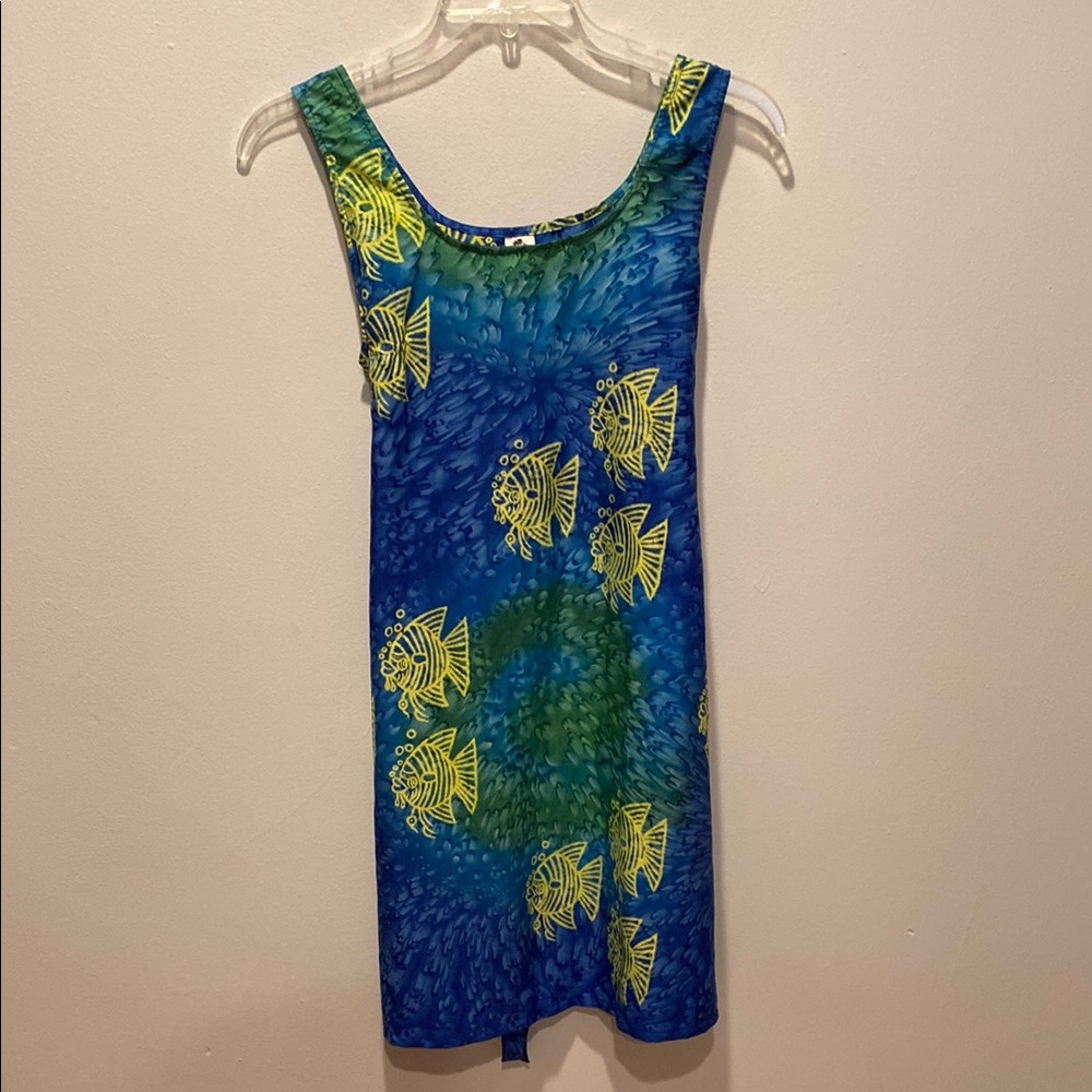 Blue and Green Fish Print coverup